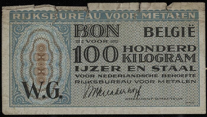 Zeestraat Oom of meneer inleveren Collectiestuk: Bon voor honderd kilogram ijzer en staal, van Rijksbureau  voor metalen, België | Museum Rotterdam